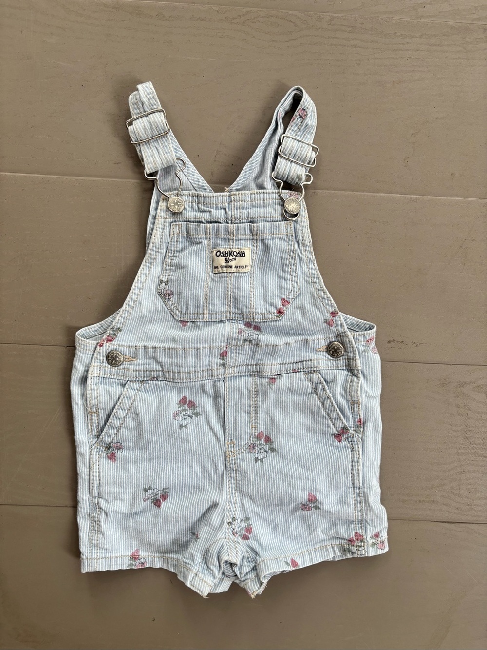 OshKosh B'gosh Light Blue Floral Corduroy Shortalls